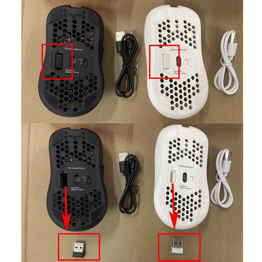 2.4G Wireless Mouse with RGB Backlit 6 - Button 3 - Speed DPI Type C Rechargeable Ergonomic Honeycomb Design Gaming Mouse - NovaGadget