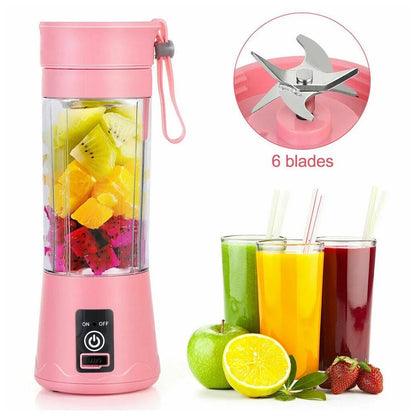 380Ml Electric Juicer Bottle, Fruit Vegetable Blender, Portable Smoothie Maker Mixer Bottle, Rechargeable Blender Bottle, Pink - NovaGadget