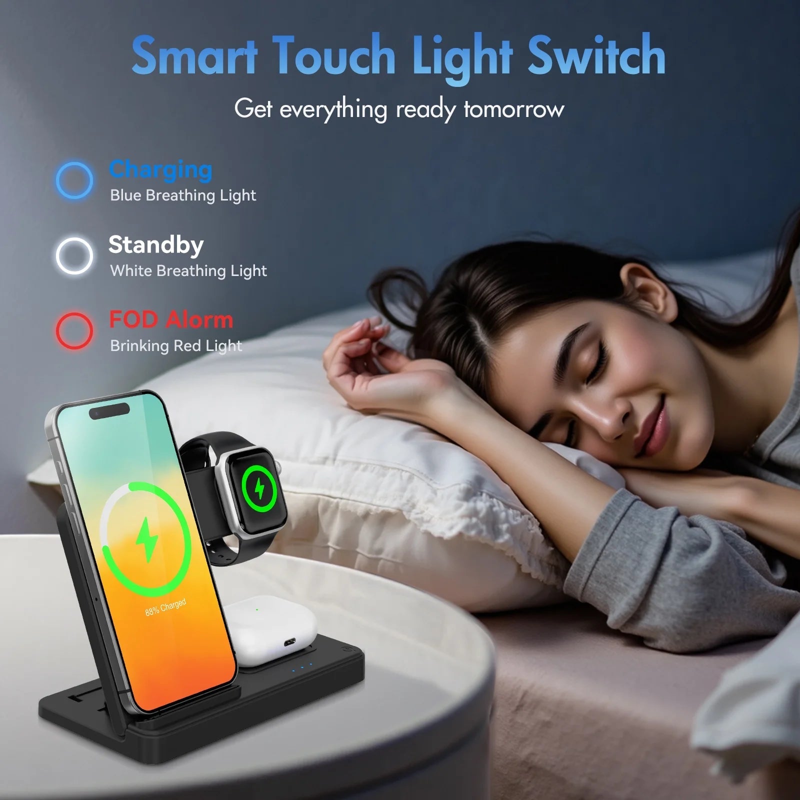 Charging Station,Wirelss Charger,Magnetic Charging Station Compatible with Iphone 17 16 15 14 13 12 11 Pro Max XS Xr,For Iwatch Series 9 8 7 6 5 4 3 2 Se,For Airpods 3 2 Pro - NovaGadget