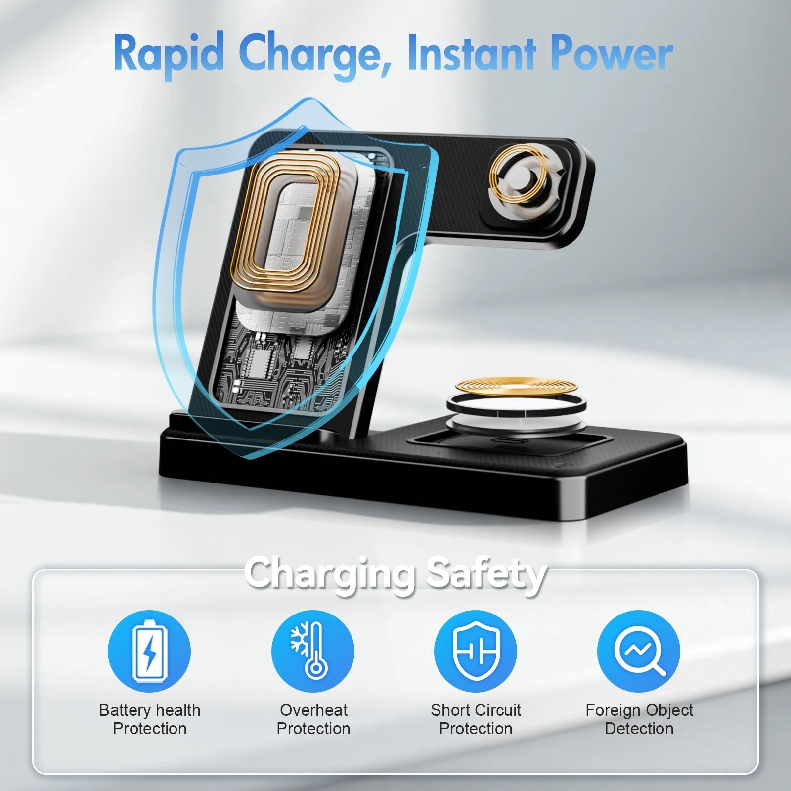 Charging Station,Wirelss Charger,Magnetic Charging Station Compatible with Iphone 17 16 15 14 13 12 11 Pro Max XS Xr,For Iwatch Series 9 8 7 6 5 4 3 2 Se,For Airpods 3 2 Pro - NovaGadget