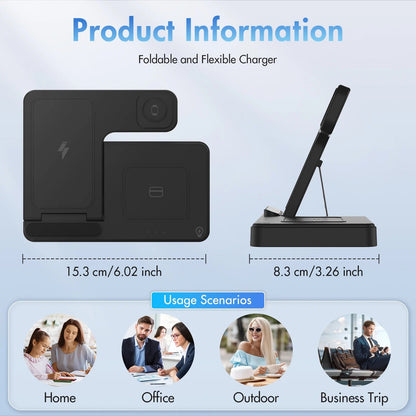 Charging Station,Wirelss Charger,Magnetic Charging Station Compatible with Iphone 17 16 15 14 13 12 11 Pro Max XS Xr,For Iwatch Series 9 8 7 6 5 4 3 2 Se,For Airpods 3 2 Pro - NovaGadget