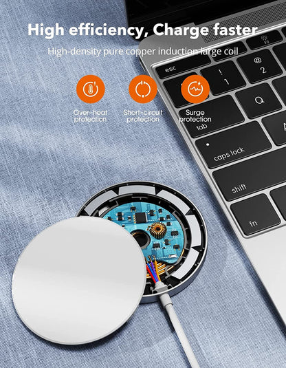 Magnetic Wireless Charger, Wireless Charging Pad Compatible with Magsafe Charger for Iphone 14/14 Pro/14 Plus/14 Pro Max/Iphone 13/13 Mini/13 Pro/13 Pro Max,Airpods,Mag Charger - Sliver - NovaGadget