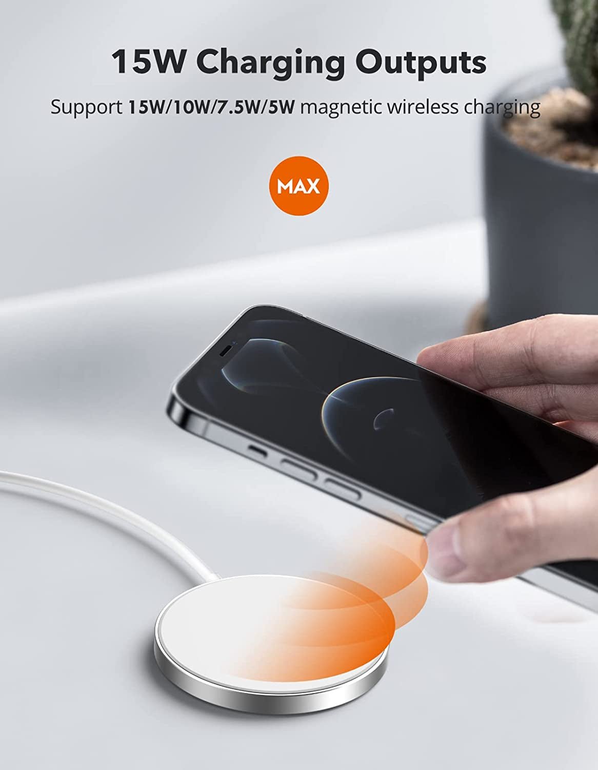 Magnetic Wireless Charger, Wireless Charging Pad Compatible with Magsafe Charger for Iphone 14/14 Pro/14 Plus/14 Pro Max/Iphone 13/13 Mini/13 Pro/13 Pro Max,Airpods,Mag Charger - Sliver - NovaGadget