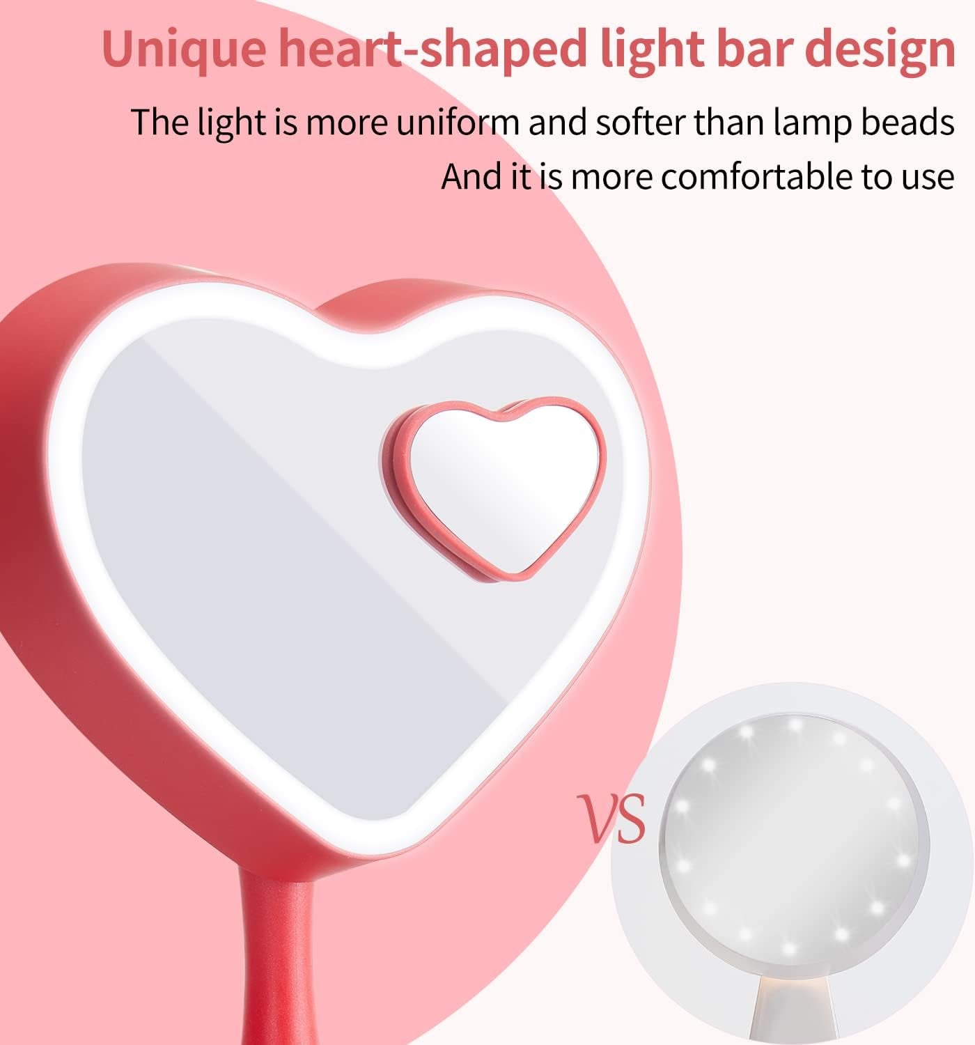 Makeup Mirror with Lights,2000 Mah LED Rechargeable Makeup Mirror,Back Ambient Light, Nice Gift for Daughter Girlfriend Wife Sister,Red - NovaGadget