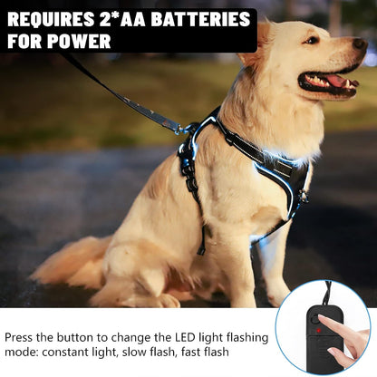 No Pull Dog Harness, Light up Dog Harness There Are 3 Light Modes with Control Handle and Reflective Strap, Adjustable Breathable Dog Vest Suitable for Small, Medium, Large Dogs(S) - NovaGadget