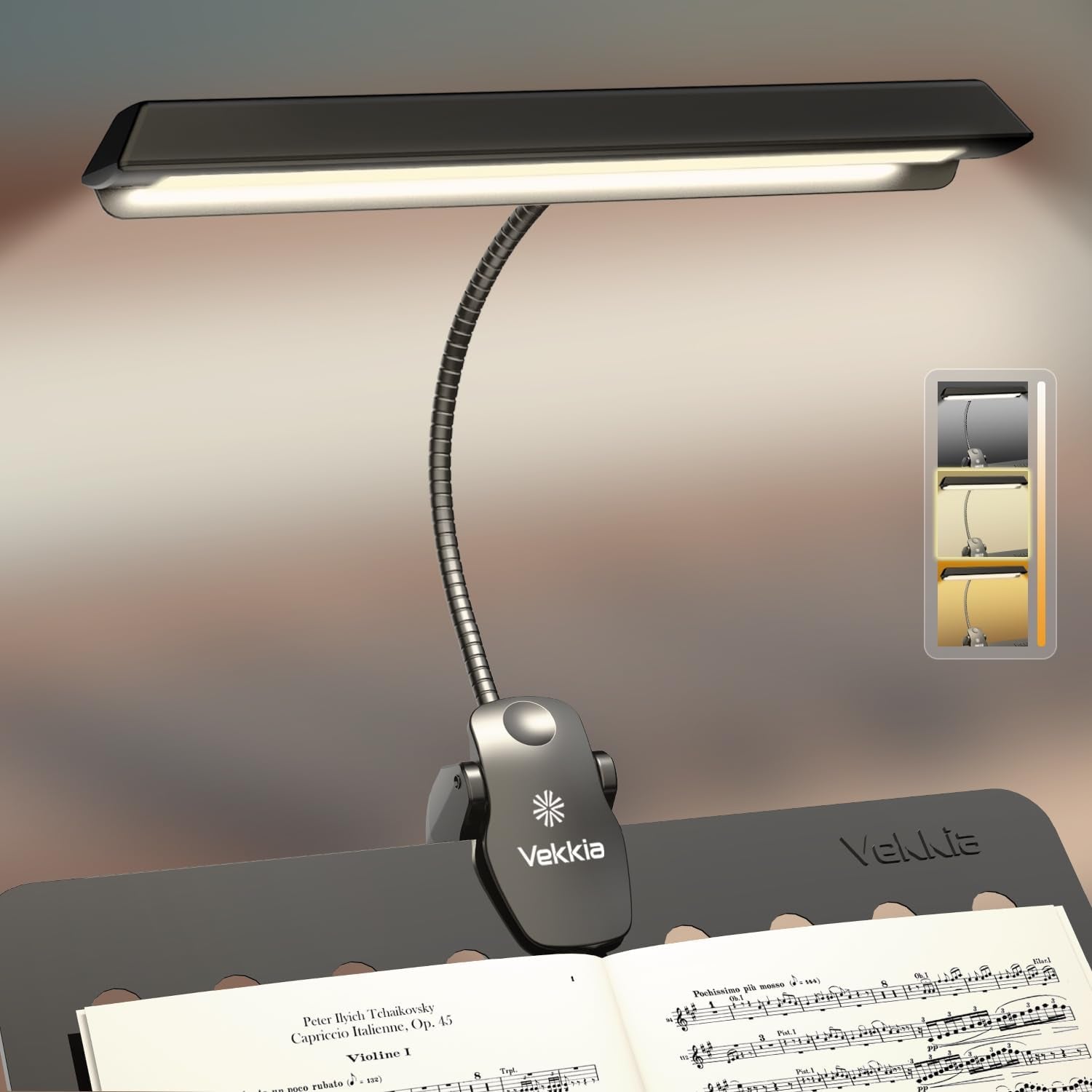 Rechargeable Music Stand Light - Clip - on for Musicians' Piano, 9 - Level Dimmable, Portable, USB - C, for Piano, Orchestra, Podium, Easel - NovaGadget