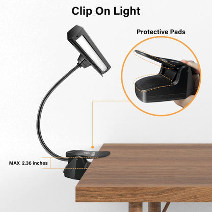 Rechargeable Music Stand Light - Clip - on for Musicians' Piano, 9 - Level Dimmable, Portable, USB - C, for Piano, Orchestra, Podium, Easel - NovaGadget
